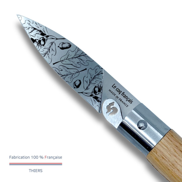 Couteau de poche LE COQ FRANCAIS Le Coq Virole Nature Chêne manche en bois de chêne