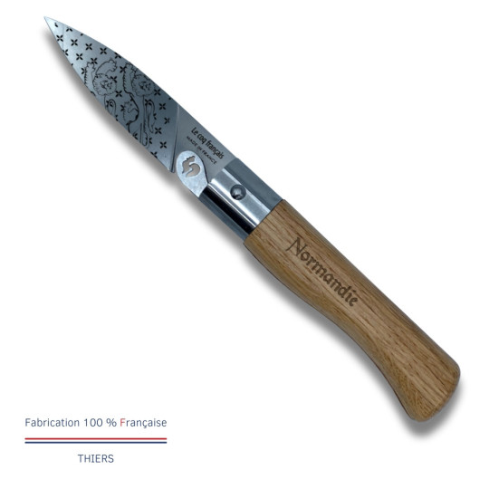 Couteau de poche LE COQ FRANCAIS Le Coq Virole Normandie manche en bois de chêne
