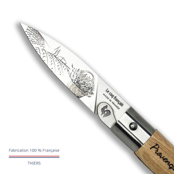 Couteau de poche LE COQ FRANCAIS Le Coq Virole Provençal manche en bois de chêne