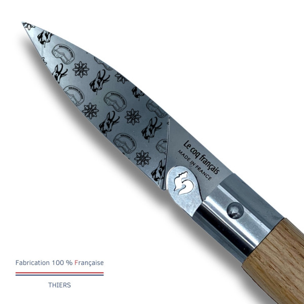 Couteau de poche LE COQ FRANCAIS Le Coq Virole Savoyard manche en bois de chêne