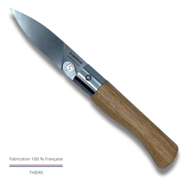 Couteau de poche avec étui LE COQ FRANCAIS Le Coq Standard manche en bois de chêne
