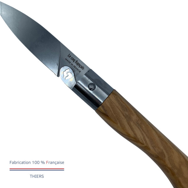 Couteau de poche avec étui LE COQ FRANCAIS Le Coq Standard manche en bois d'olivier