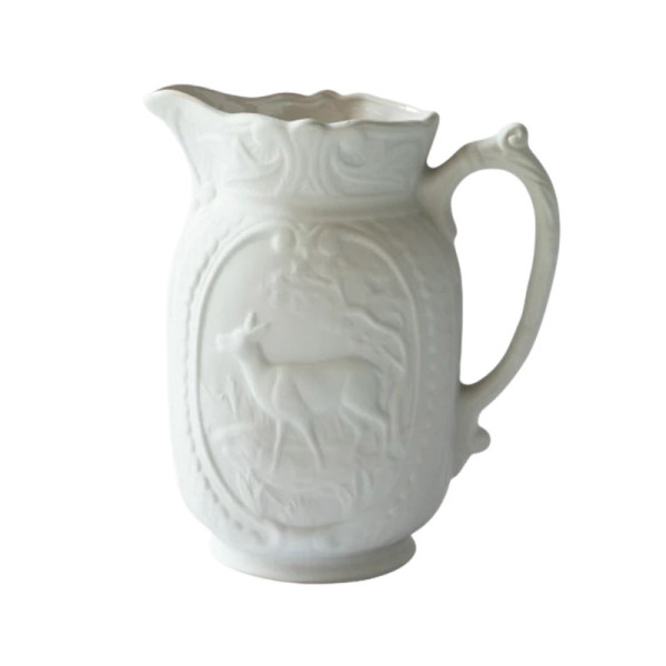 Pichet vase DIGOIN Cerf en grès Blanc Glaçon