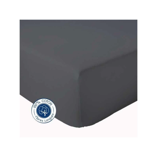 Drap housse TRADILINGE Coton Carbone 140x190 bonnet 30cm (1 dispo)