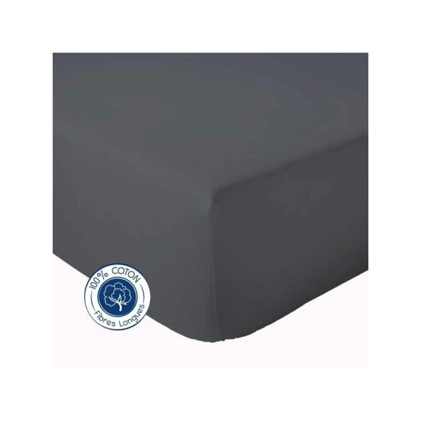 Drap housse TRADILINGE Coton Carbone 140x190 bonnet 30cm (1 dispo)