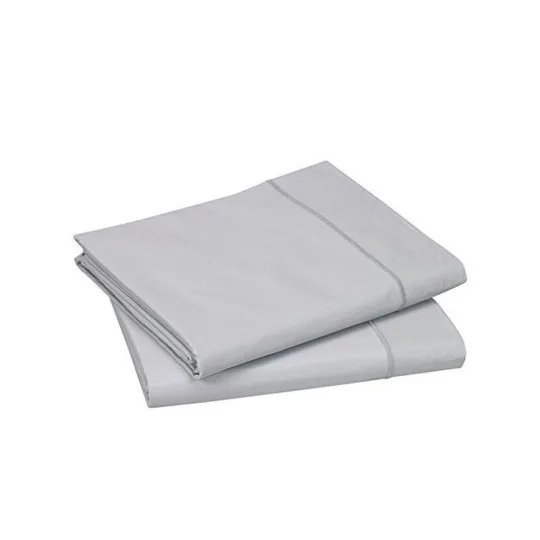 Drap plat BLANC DES VOSGES Uni Percale de coton Platine 240x300cm