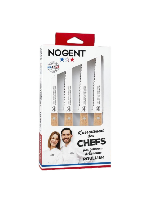 Coffret 4 pièces couteaux de table NOGENT Hêtre