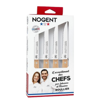 Coffret 4 pièces couteaux à steak NOGENT Hêtre