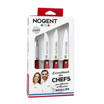 Coffret Chefs Cuisine Merisier NOGENT 4 pièces couteaux