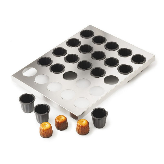 Moule plaque inox Exoglass MATFER 16 cannelés 5.5cm