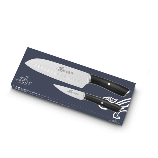 Set de 2 couteaux SABATIER Pyxis Santoku et Office acier