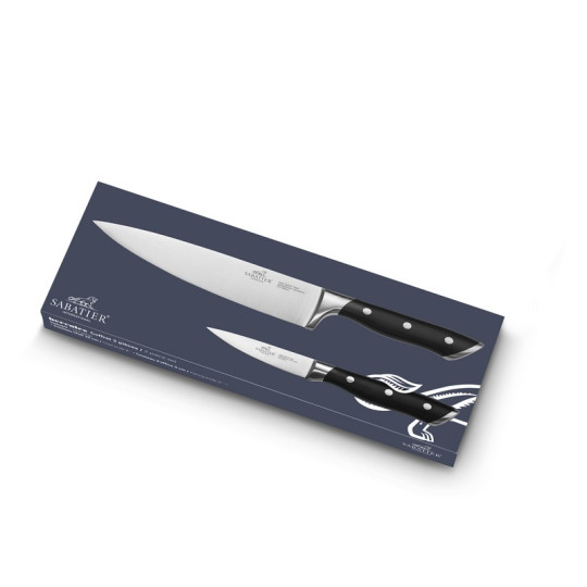 Set de 2 couteaux SABATIER Hercules Chef et Office acier rivets inox