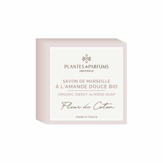Savon de Marseille PLANTES & PARFUMS à l'amande douce 100g Fleur de coton