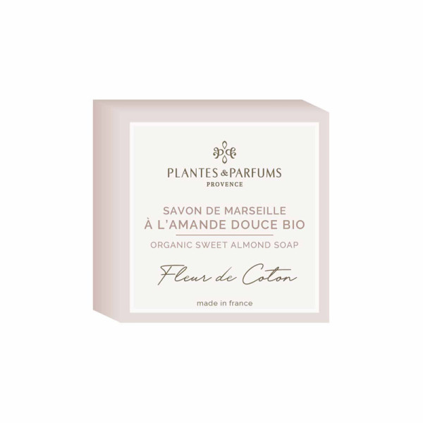 Savon de Marseille PLANTES & PARFUMS à l'amande douce 100g Fleur de coton