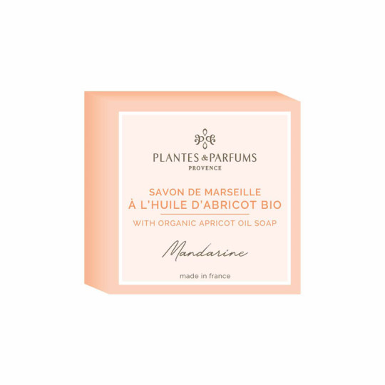 Savon de Marseille PLANTES & PARFUMS à l'huile végétale d'abricot 100g Mandarine