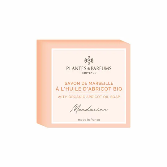 Savon de Marseille PLANTES & PARFUMS à l'huile végétale d'abricot 100g Mandarine