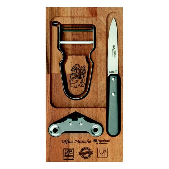 Coffret ROGER ORFEVRE couteau, ouvre boite et éplucheur