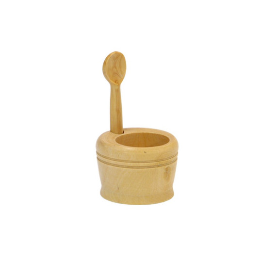 Pot à sel avec cuillère ROGER ORFEVRE en bois