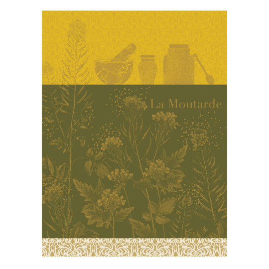 Torchon Le Jacquard Français Moutarde en Fleurs Coton 60x80cm - 3 coloris