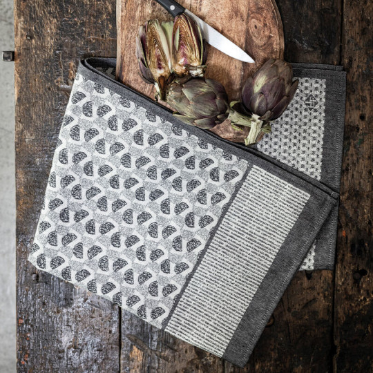 Torchon Le Jacquard Français Empreintes Coton 60x80cm - 2 coloris