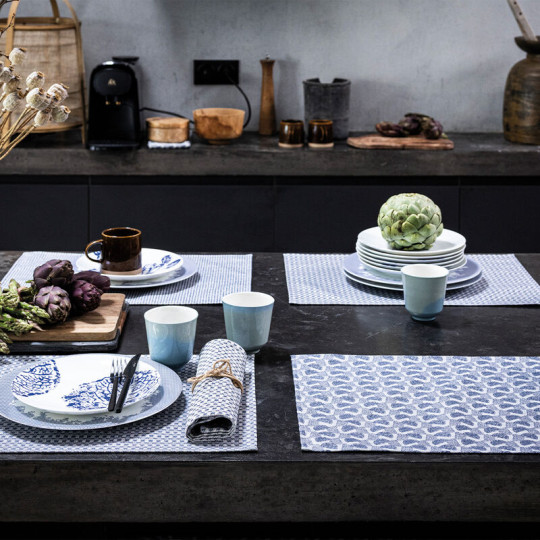4 sets de table Le Jacquard Français Empreintes Pois Coton enduit 50x36cm - 2 coloris