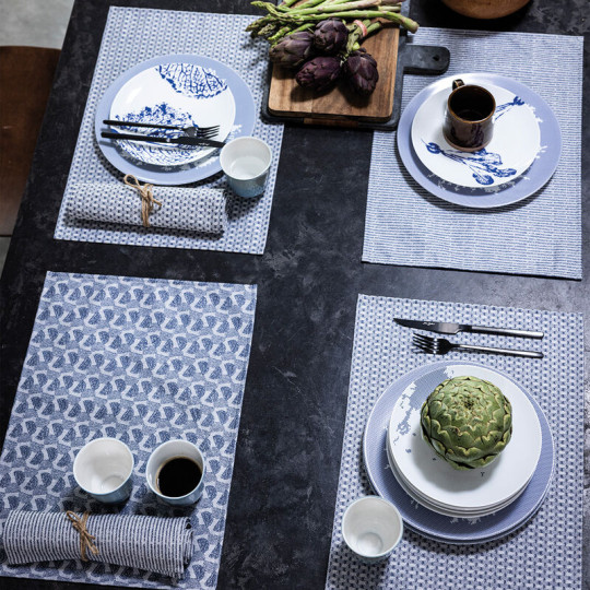 4 sets de table Le Jacquard Français Empreintes Rayures Coton enduit 50x36cm - 2 coloris