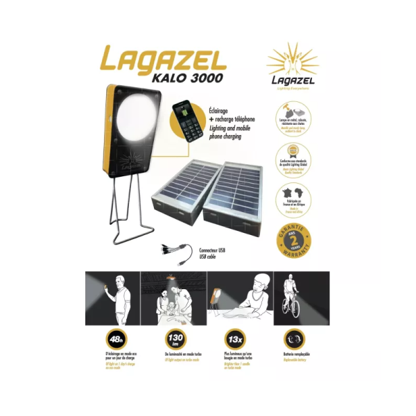 Lampe solaire de poche CHABANNE Eclairage solaire avec port USB