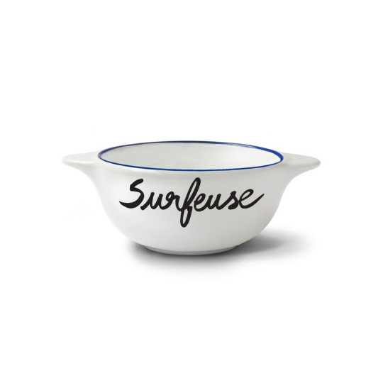 Bol breton revisité PIED DE POULE Surfeuse en faïence 12cm 30cl