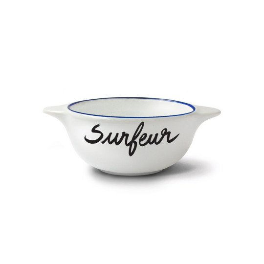 Bol breton revisité PIED DE POULE Surfeur en faïence 12cm 30cl