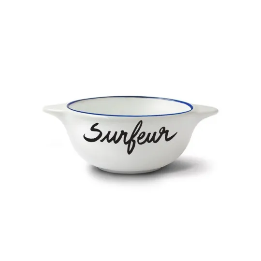 Bol breton revisité PIED DE POULE Surfeur en faïence 12cm 30cl