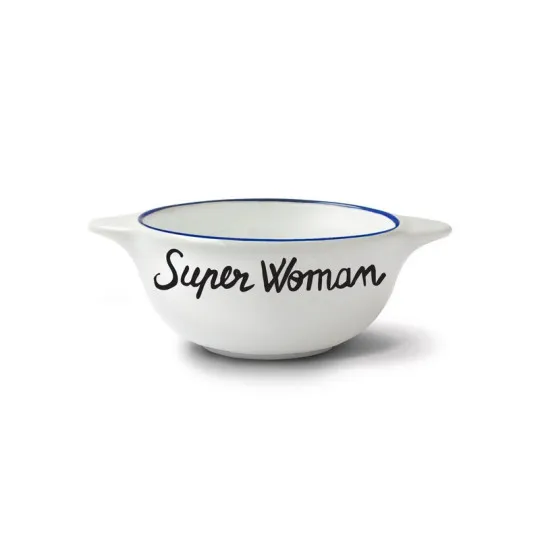Bol breton revisité PIED DE POULE Super woman en faïence 12cm 30cl