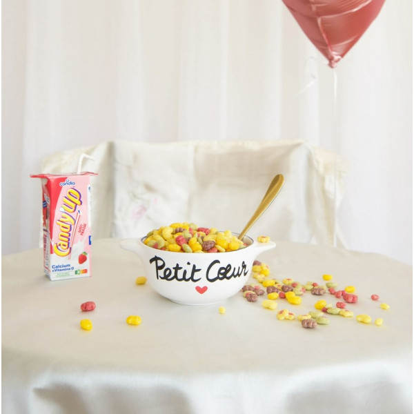 Bol breton revisité PIED DE POULE Petit coeur en faïence 12cm 30cl