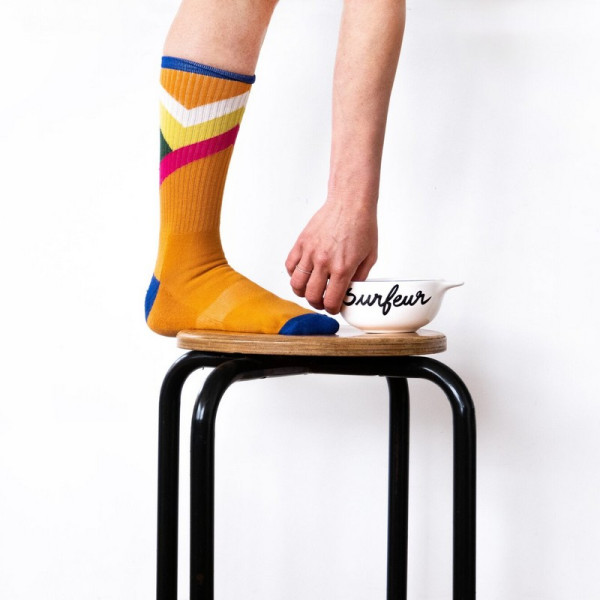 Bol breton revisité PIED DE POULE Surfeur en faïence 12cm 30cl