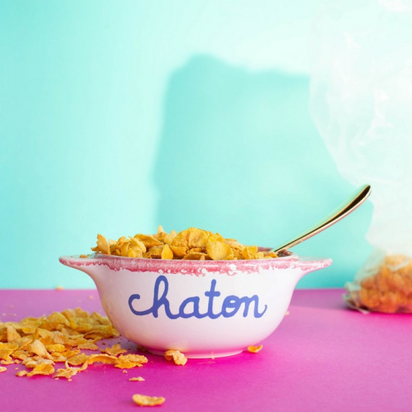 Bol breton revisité PIED DE POULE Chaton en faïence 12cm 30cl