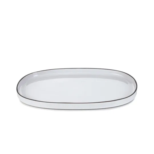 Plat ovale Caractère REVOL PORCELAINE Blanc cumulus 46.5x28.7cm