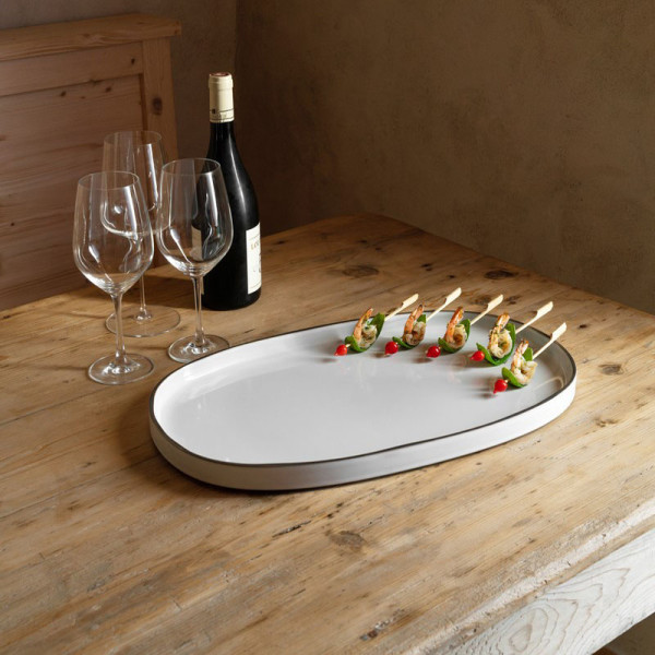 Plat ovale Caractère REVOL PORCELAINE Blanc cumulus 46.5x28.7cm