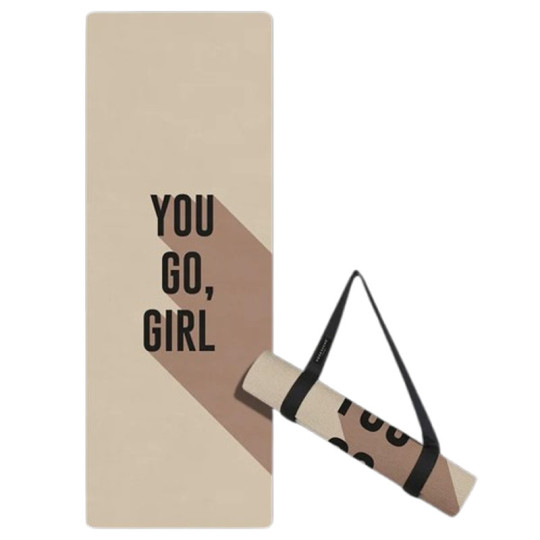 Tapis de yoga fitness Go Girl PODEVACHE rectangulaire 60x180cm gomme velours