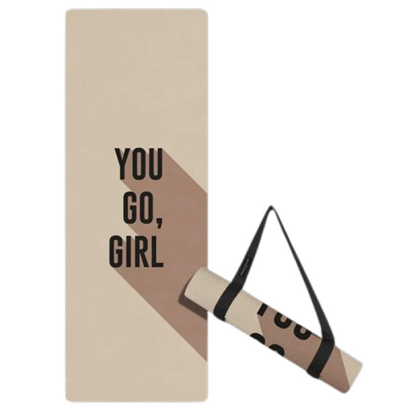 Tapis de yoga fitness Go Girl PODEVACHE rectangulaire 60x180cm gomme velours