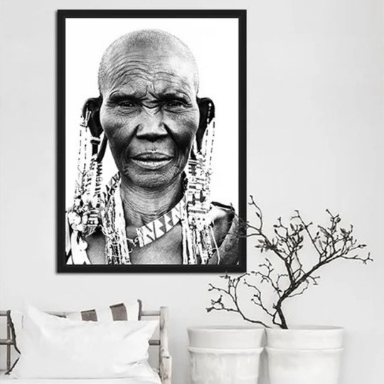 Toile encadrée Oueng PODEVACHE 65x92.5cm cadre blanc