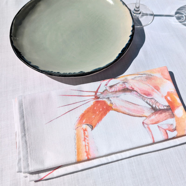 Lot de 4 serviettes de table La Marée Rouge VAREK 100% coton