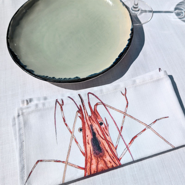 Lot de 4 serviettes de table La Marée Rouge VAREK 100% coton