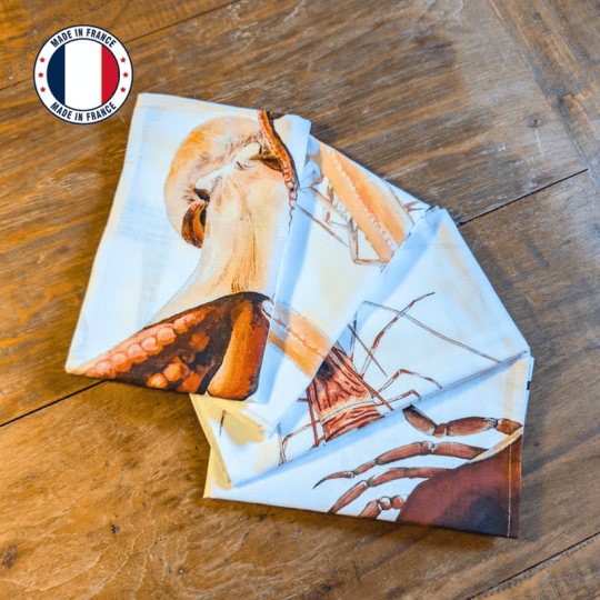 Lot de 4 serviettes de table La Marée Rouge VAREK 100% coton