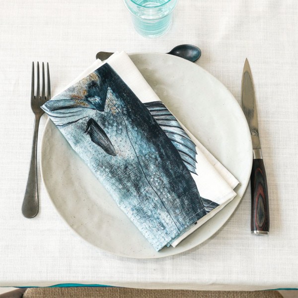 Lot de 6 serviettes de table La Marée Bleue VAREK 100% coton