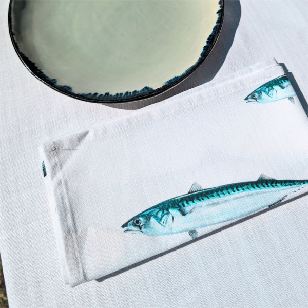 Lot de 6 serviettes de table La Marée Bleue VAREK 100% coton