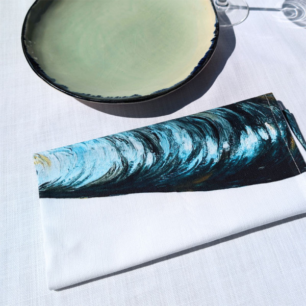 Lot de 4 serviettes de table La Marée Nacrée VAREK 100% coton