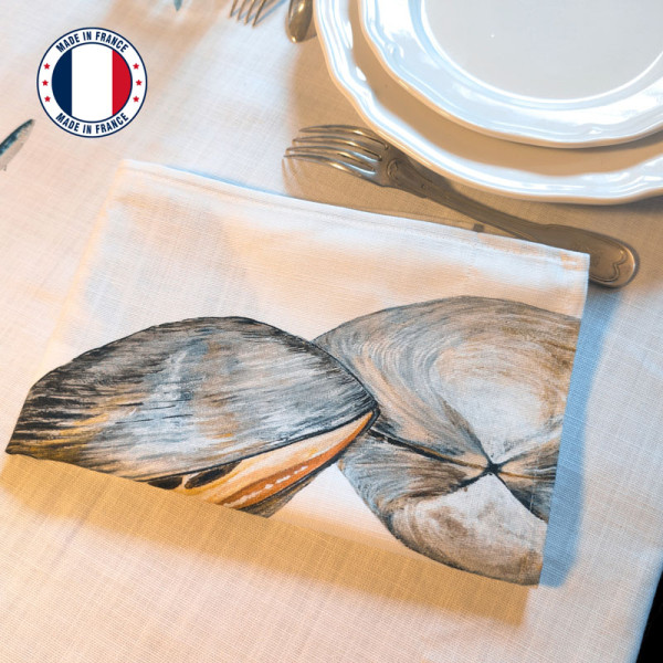 Lot de 4 serviettes de table La Marée Nacrée VAREK 100% coton