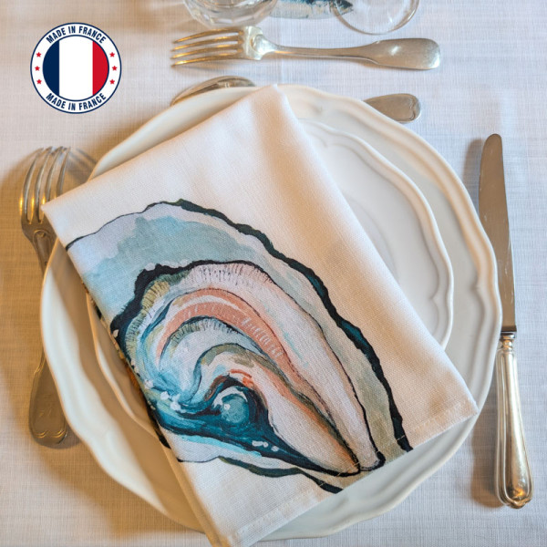 Lot de 4 serviettes de table La Marée Nacrée VAREK 100% coton