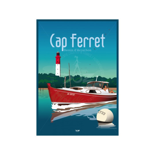 Affiche DOZ Cap Ferret Bassin d'Arcachon format A3 29.7x42cm