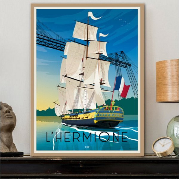 Affiche DOZ bateau L'Hermione format A3 29.7x42cm