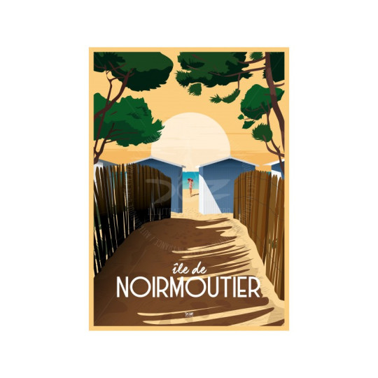 Affiche DOZ Ile de Noirmoutier Cabanes de Plage format A3 29.7x42cm